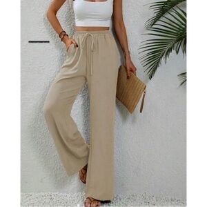 Women's Tan Wide-Leg Pants